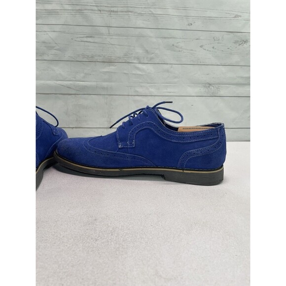 Alpine Swiss Beau Genuine Leather Blue Suede Wingtip Brogue Oxford S817 Size 10 - Picture 6 of 15